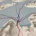 A map of travel routes over the ice near Nain, the capital of Nunatsuiviat. Photo by Breanna Bishop.