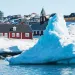 A view of an iceberg on the coastline of Ilulissat, Greenland.