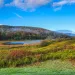 Allegheny Mountains, Pennsylvania in autumn, with ponds in the center of the image. 