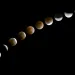 A series of images shows the progression of a lunar eclipse.