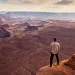 A man enjoys the view near Green River Overlook in Canyonlands National Park, Utah. 
