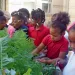 A teacher and students in the garden at L.S. Rugg Elementary School in Alexandria, Louisiana. 