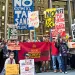 Protesters in front of Wells Fargo's San Francisco headquarters