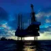 An oil and gas jackup drilling rig in the Gulf of Mexico