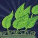 Illustration shows the Statue of Liberty's torch with green leaves growing out