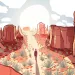 Illustration shows a person walking in Monument Valley. The center of the valley is overlaid by the torso of a person, with their head as part of the clouds.