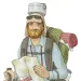 Illustration shows a man with hiking gear, including a cooking pot on his head, a backpack with a rolled-up mat, ski poles, and a paper map.
