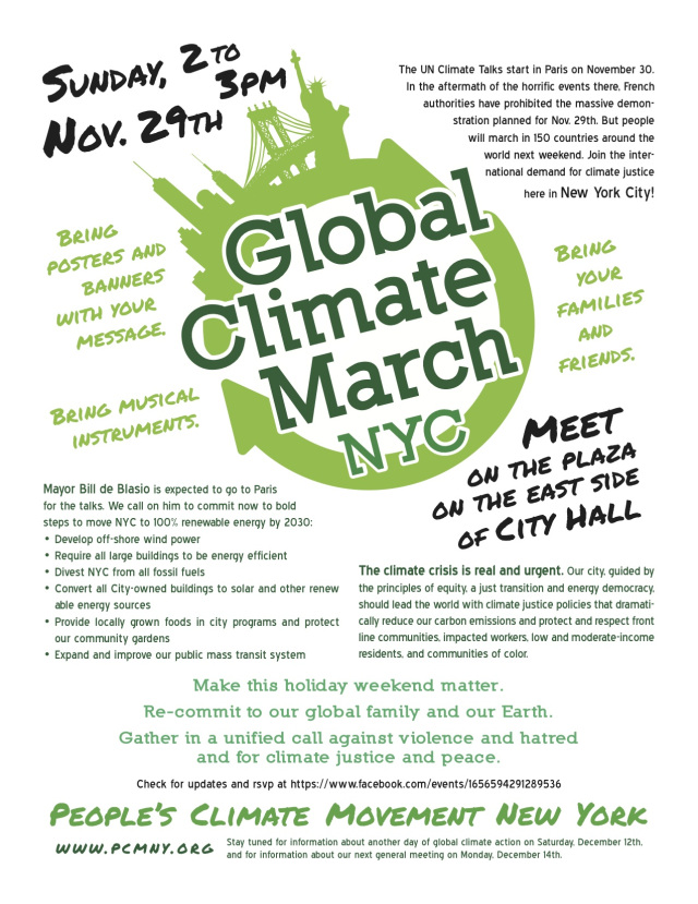 november 29 nyc new york city climate march people's movement