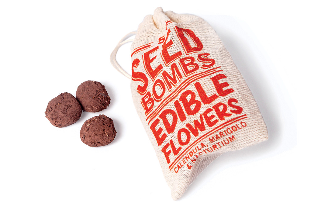 Toss Visualingual seed bombs on the ground, add water, and watch them blossom into edible flowers.