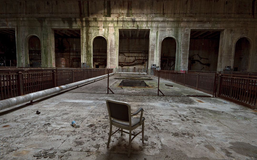 Inside the defunct Delaware Generating Station, now being dismantled by metal scrappers.