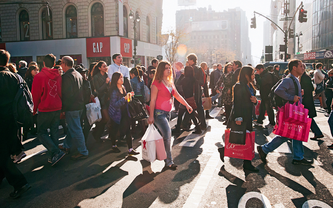 People shop on Black Friday in New York City's Herald Square.