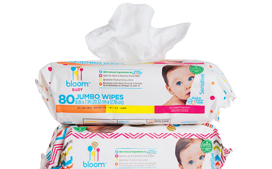 Bloom Baby's biodegradable Sensitive Wipes