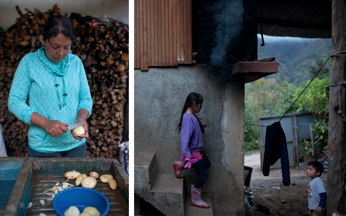 Lleny Suleyma Escobar de Herrera at her home; Yeni with her cousin at their grandparents’ house.