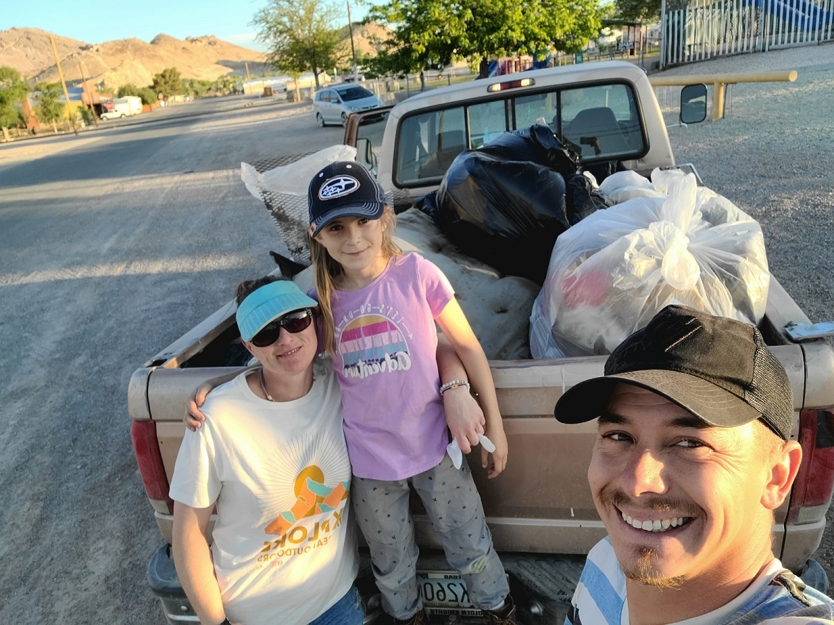 Amina and family cleaned two truck loads of trash out of the Amargosa River in Beatty, NV