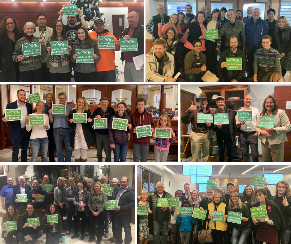 Activists in different Utah communities supporting 100% clean energy