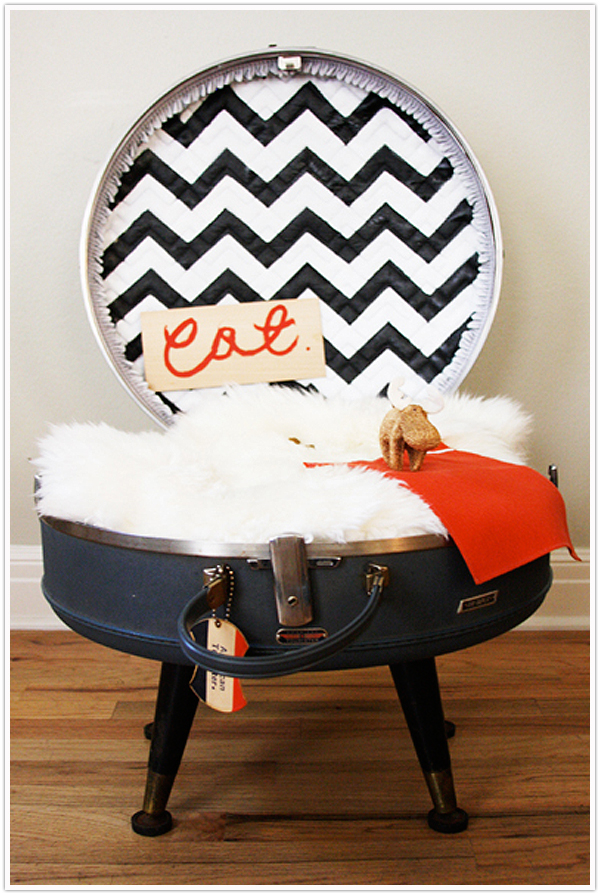 DIY Cat Bed from Suitcase by Claire Zinnecker for Camille Styles