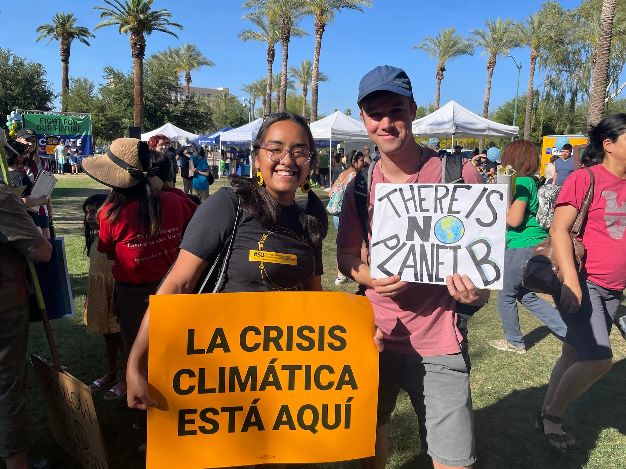 Activists and their signs