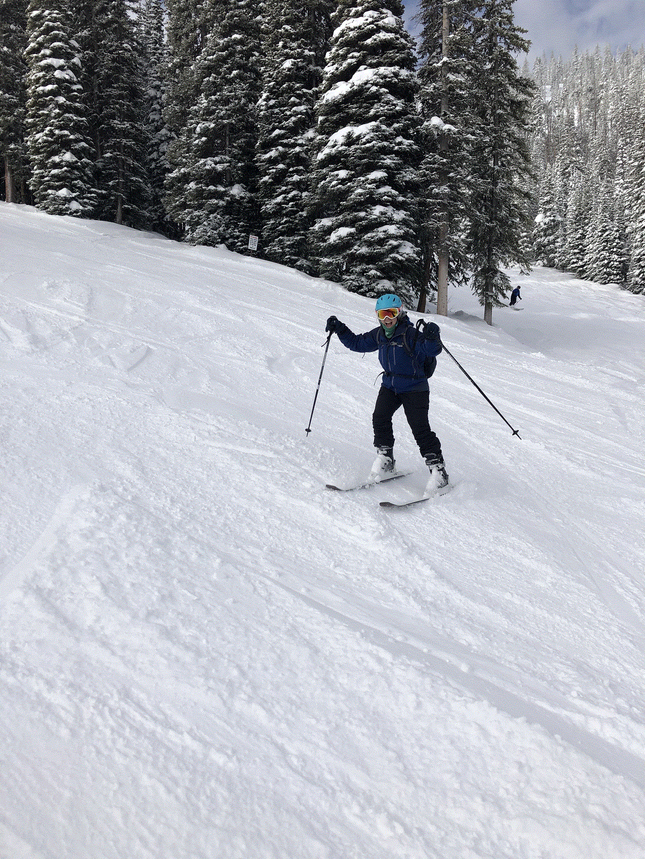 Sierra Club staff member Karlie skiing last year. Photo courtesy Karlie Drutz