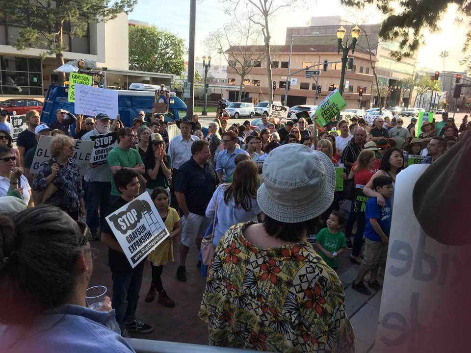 Photo of Glendale Environmental Coalition members protesting the Grayson Power Plant
