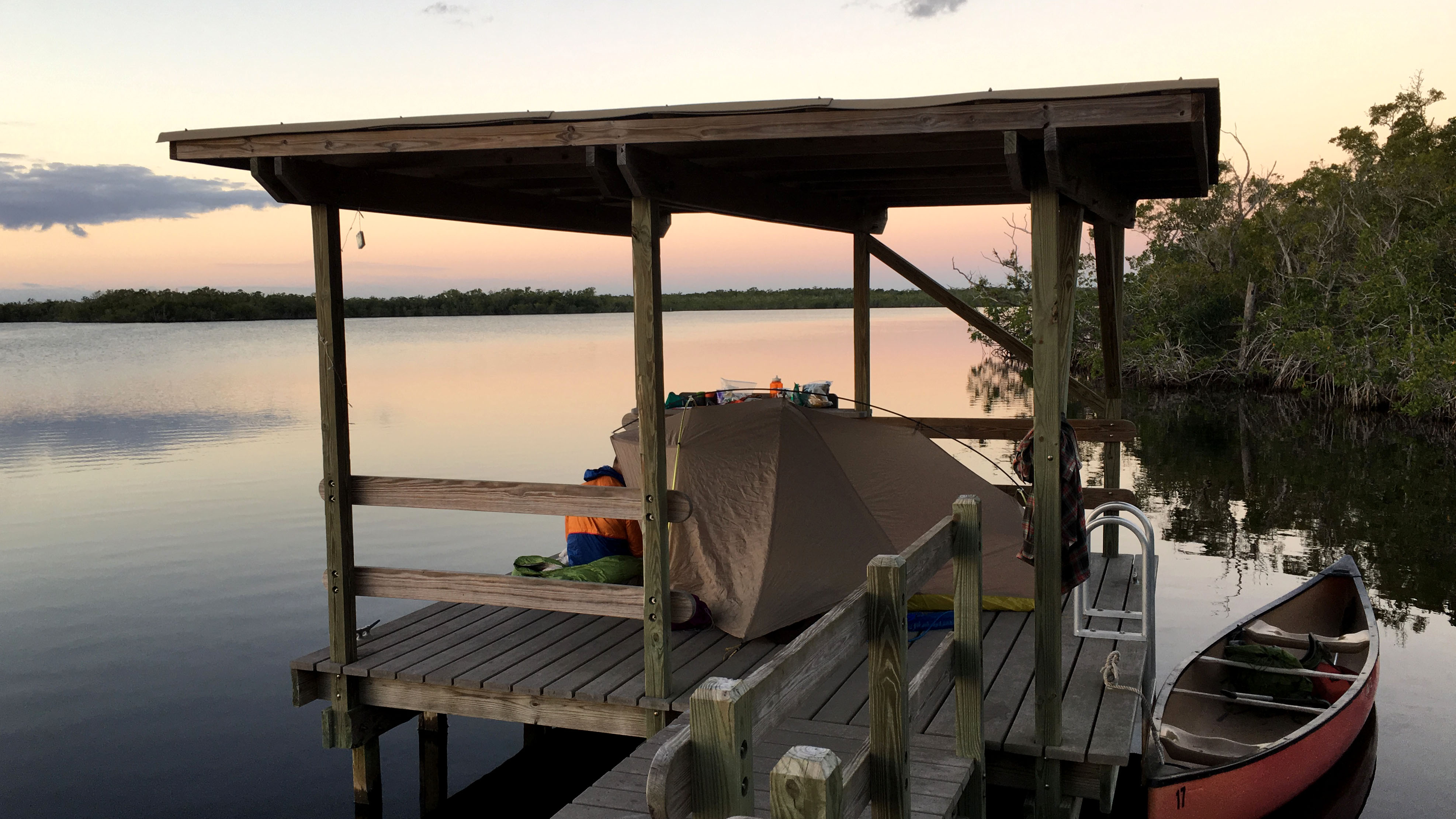 Sunrise from a backcountry chickee. Photo by Ryan MacDonald. 