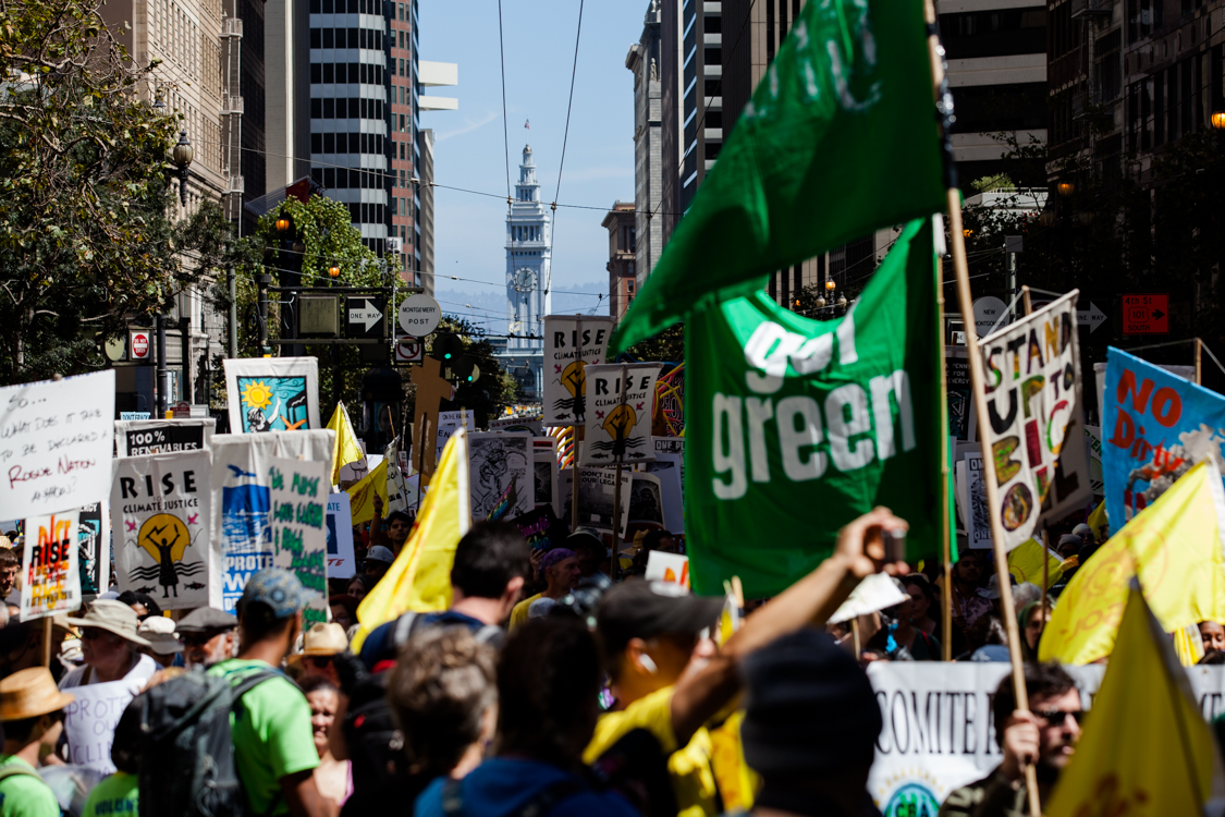 View of the Ferry Building from the Rise for Climate march