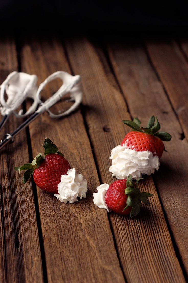 Strawberries with coconut whipped cream
