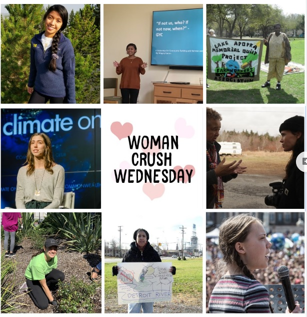 Pictures of female environmental justice leaders around the words "Woman Crush Wednesday"