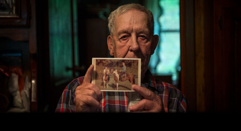 Hershel Aleshire of Blair, West Virginia: "Back when I was a kid, we made our own fun. We fished and we played ball and rode horses. We run after girls. Some of it I ain't gonna tell ya. Turn the camera off, I still ain't gonna tell ya."