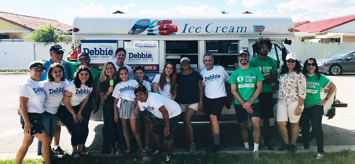 Surprise ice cream truck following a long day of canvassing with Debbie Mucarsel-Powell.