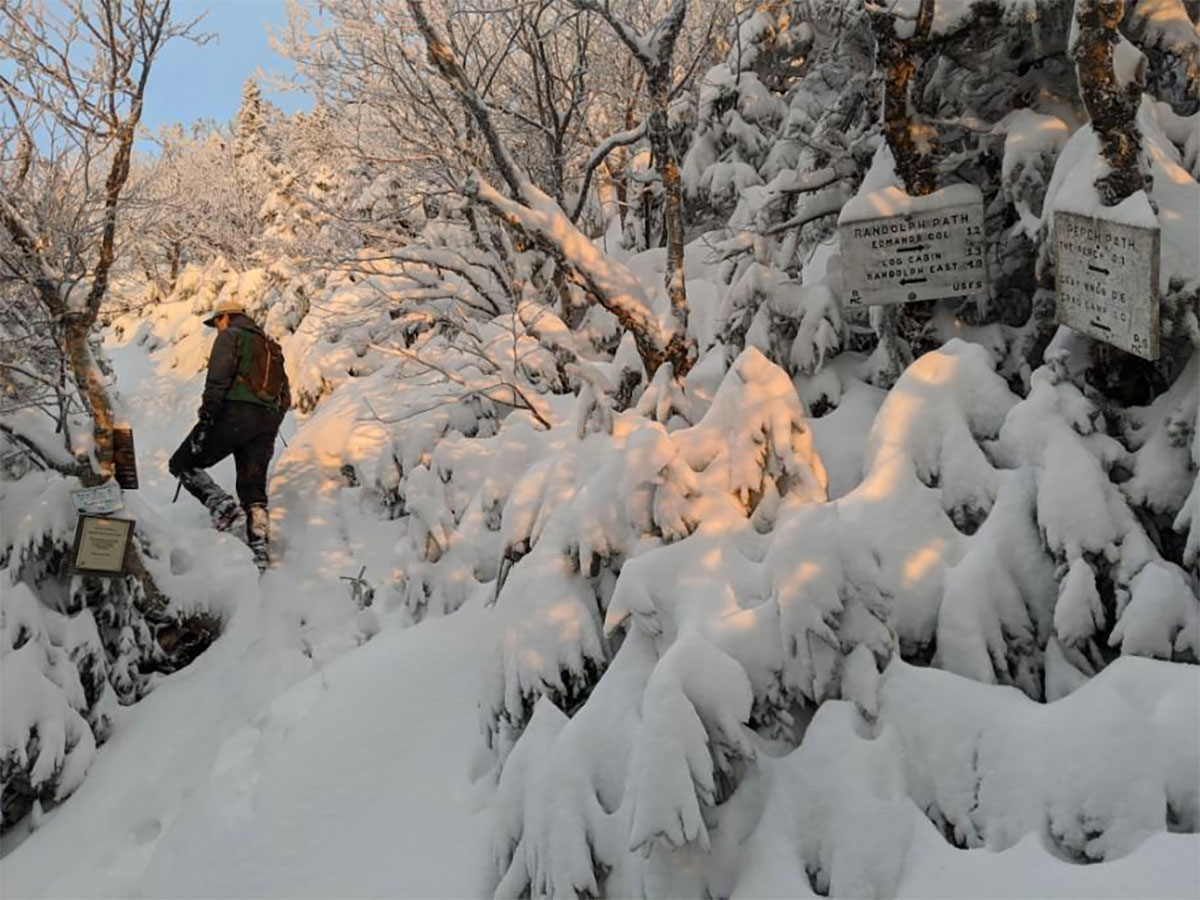 Winter hike in New Hampshire White Mountain