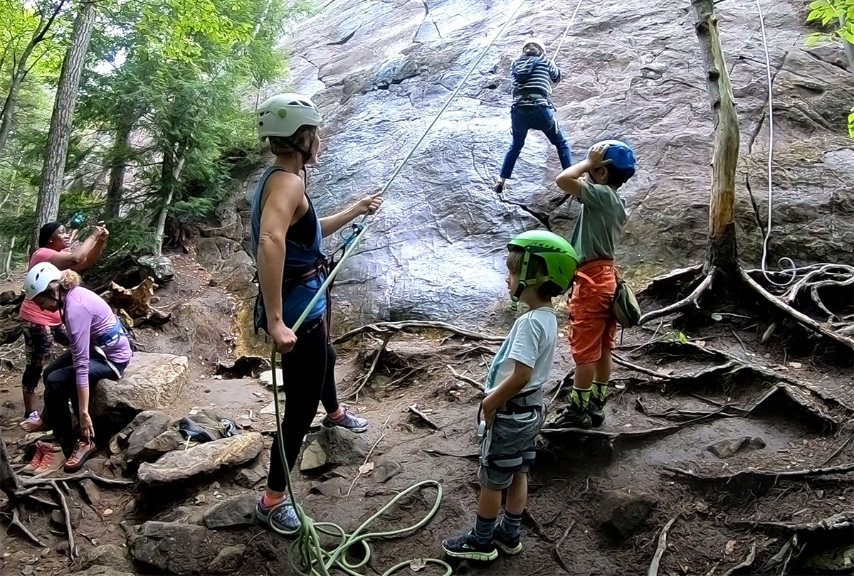 Learning to rock climb.