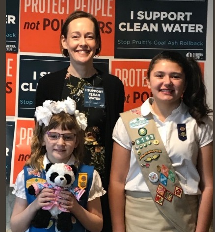 Mary Anne Hitt with Girl Scouts Ameilia and Alivia