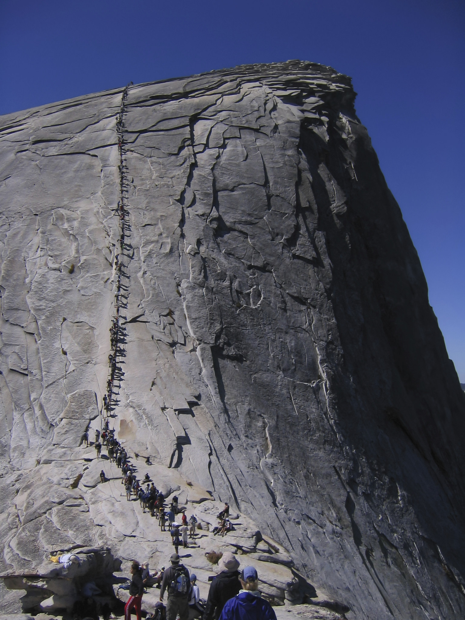 Only 300 Half Dome day hike permits are given out each day, versus the 1,200 daily visitors in 2008. 