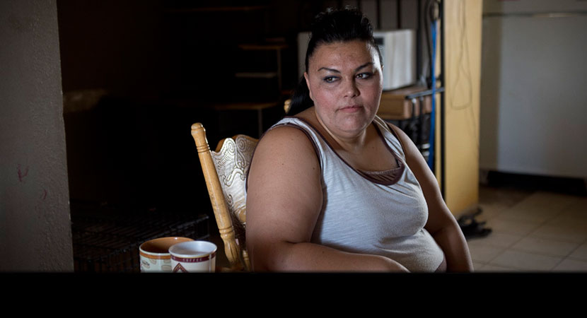 Surita Hernandez at her home on the Moapa Band of Paiutes Reservation in Nevada; she and four of her five children have asthma. "It just seems like everybody around here has some kind of health problem," she said. 