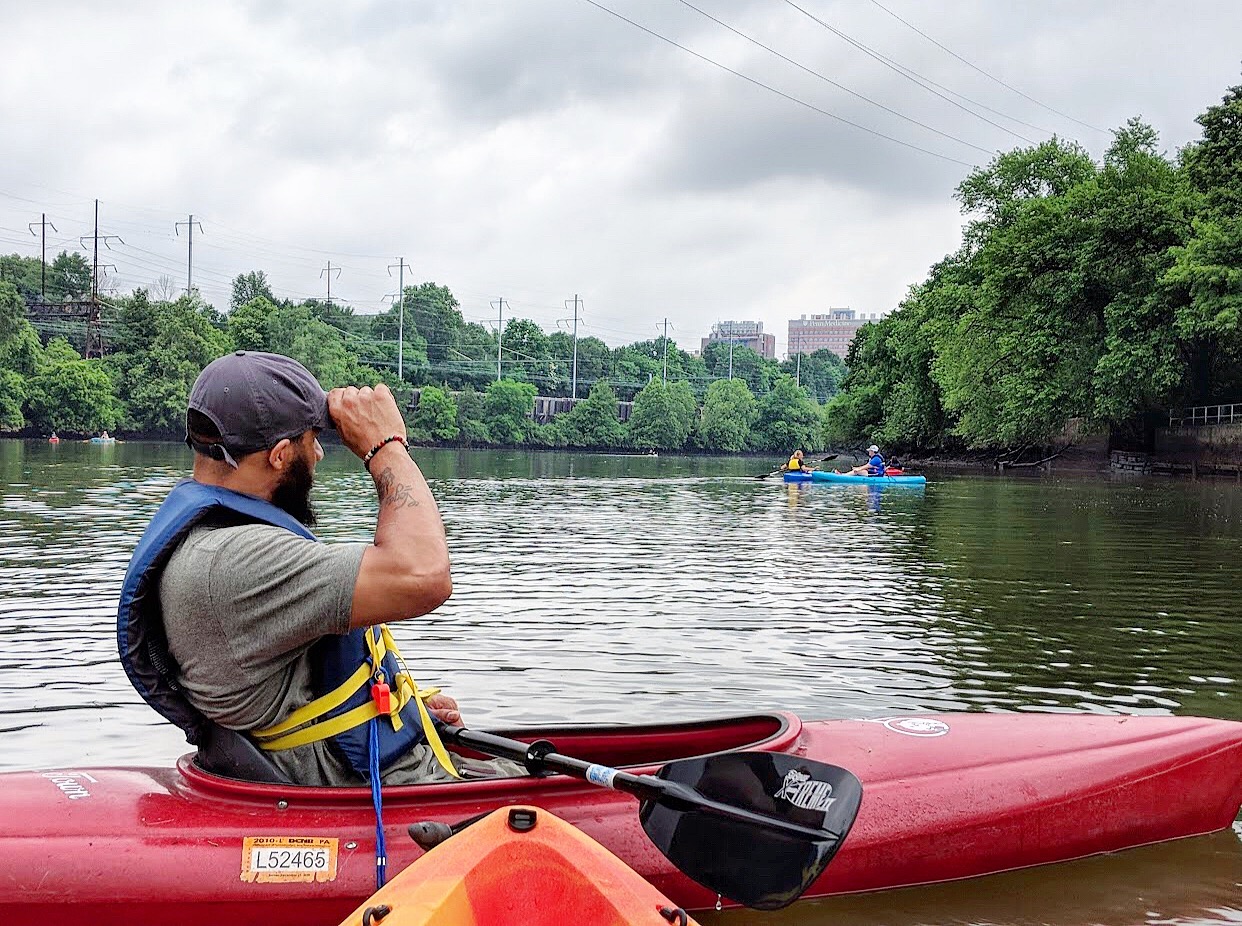 Mabari the author in a kayak