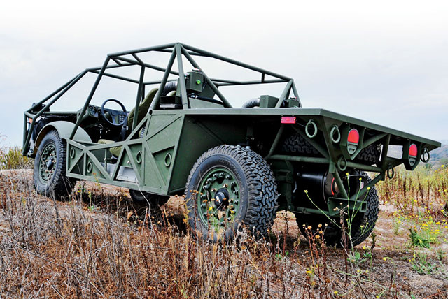 The clandestine extended-range vehicle (CERV), a diesel-electric combat vehicle, can switch to silent running. | Courtesy of Quantum Technologies/Vachelle Poetoehena