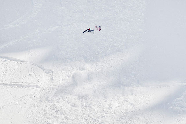 Lindsey Clark gets caught up in a minor avalanche of her own making. Happily, no harm was done.