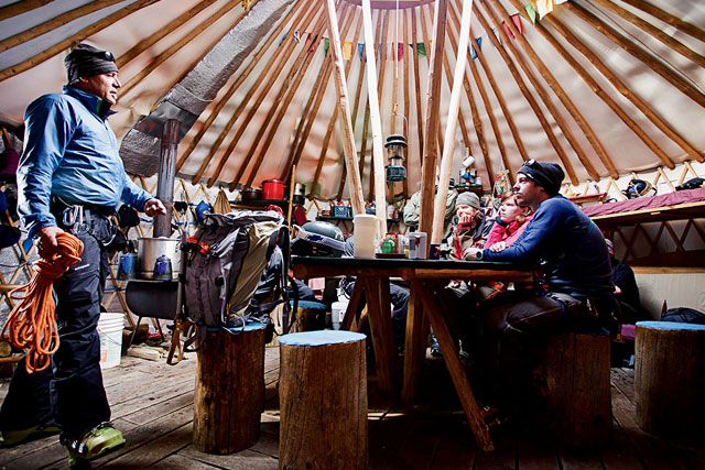 Kirk Bachman teaches rope work on the camp's first morning: 'It's about keeping a slip from becoming a fall.'