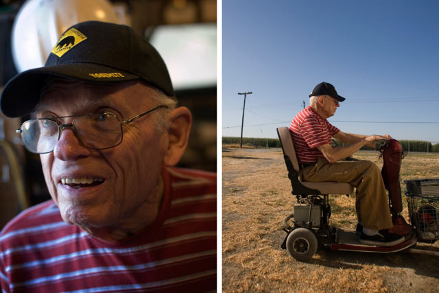 Jim Greaser, who lives about 20 miles west of Visalia and has Parkinson's, said 'drift' from crop dusters often burns his eyes and has ruined his car's paint job.