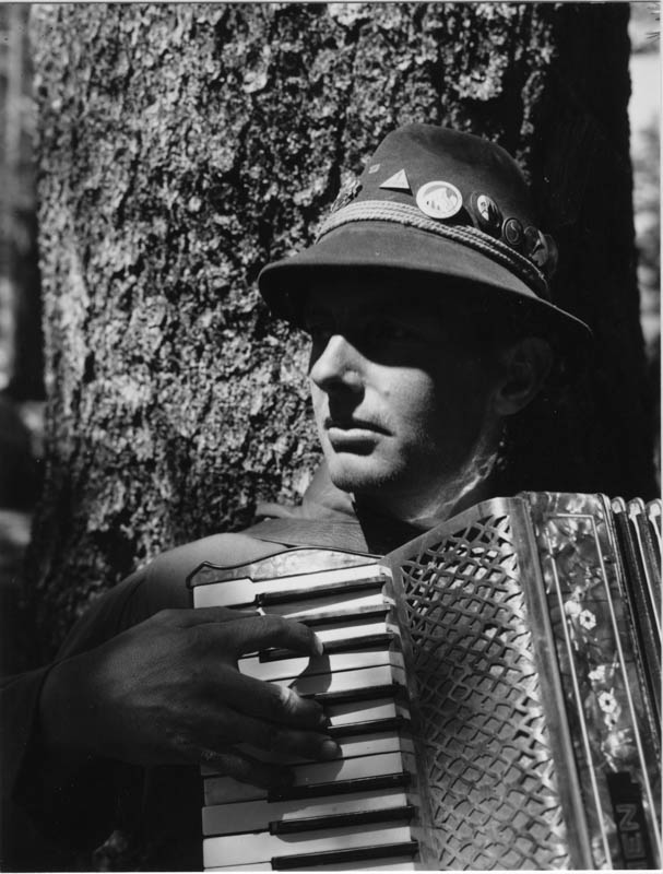 David Brower playing accordion
