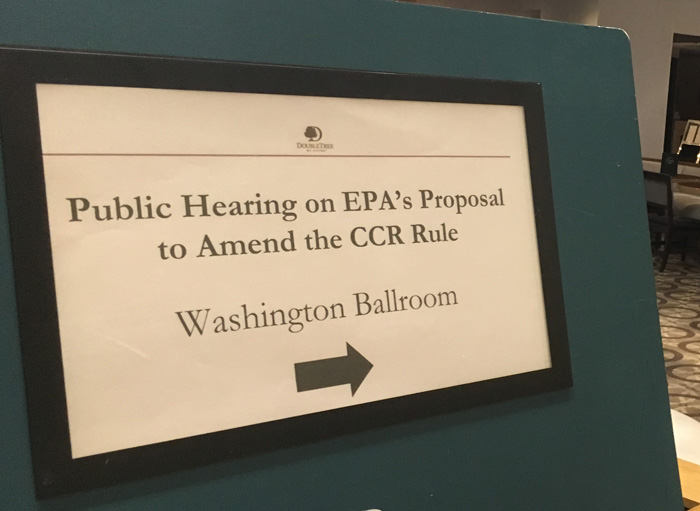 EPA hearing on CCR rule in April 2018