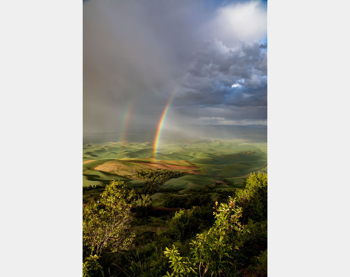 Rainbows after a spring storm, Steptoe Butte State Park in Colfax, Washington