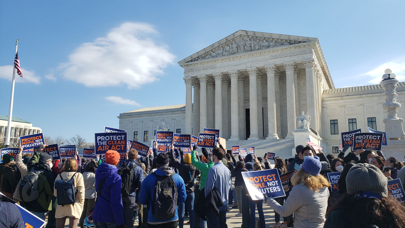 Activists at the Supreme Court rallying before the West Virginia v. EPA case was heard.