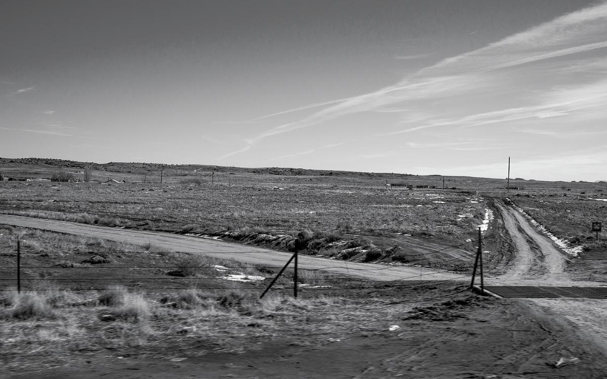 Dirt roads and an open landscape on the Navajo Nation